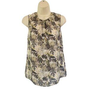 Tory Burch Leaves Print Silk Sleeveless Tank Top 2